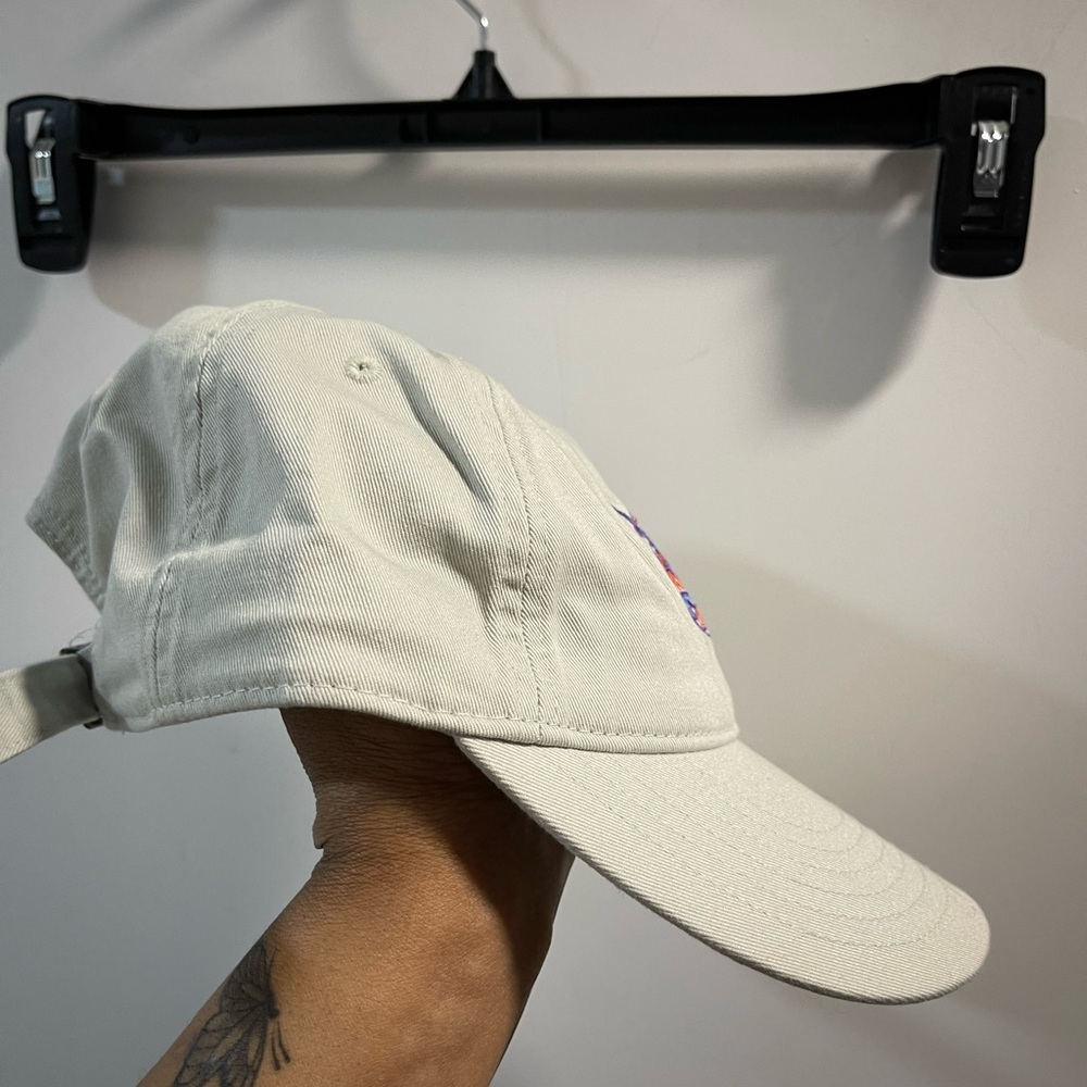 Cream Baseball Cap with Purple & Orange Embroidered Crest 💯Organic Cotton - Picture 2 of 7